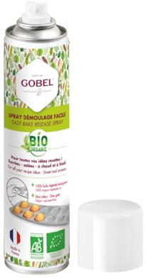 Spray de démoulage et cuisson BIO - 250 ml - Fabriqué en France à Base de 100% d'Huile Végétale BIO - Réduit l'Adhérence des Préparations au Support de Cuisson - Sans Goût ni Odeur, Neutre