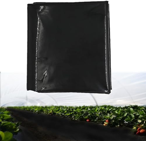Bache Noire Agricole, 2x6 m Bache Plastique, Etanche Bache Noire, Résistant aux Déchirures Bache Noir, Bache Noire Jardin Convient aux Maisons Etangs Fleurs Jardins Serres Réservoirs