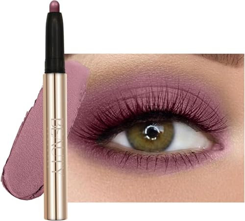 Fard a Paupiere et Ombre à Paupières,Bâton d'Ombre à Paupières, Kit de Maquillage pour les Yeux, Naturel & Shimmer Shades Contour Stick,Bâton d'Ombre à Paupières 08 Glamour violet mat
