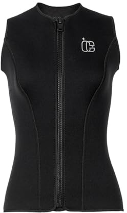 Qianly 3mm Women Wetsuit Top Wet Suit Soft Thermal Minimalist Neoprene Sleeveless Vest Scuba Tops for Workout Canoeing Surfing, XL