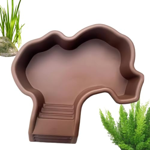 Bol pour Nourriture et Eau Tortues avec Rampe - décorative antidérapante pour Aquariums et terrariums, Accessoire Reptile pour lézards et Dragons barbus