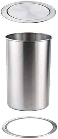 Cubo de Basura de Acero Inoxidable para encimera, Integrado en la Cocina, con Tapa giratoria, pequeño y Redondo de Metal con Tapa giratoria para Armario (pequeño).