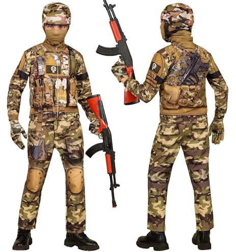 W WIDMANN MILANO Party Fashion - Costume da soldato per bambini, set con maschera, completo militare, per Halloween e Carnevale
