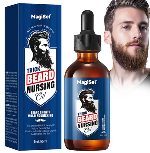 Olio per Barba, Siero per la Crescita Della-Barba, Idratante per Barba e Pelle, Ottimale per la Cura della-barba Regalo, Regalo per Marito/Padre/Uomini (55 ml)