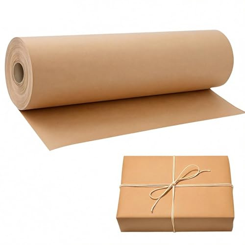Dwitkul Rotolo Carta Kraft Marrone 10mx38cm Carta da Pacchi Riciclata per Regali Matrimoni Compleanni Natale e Decorazione