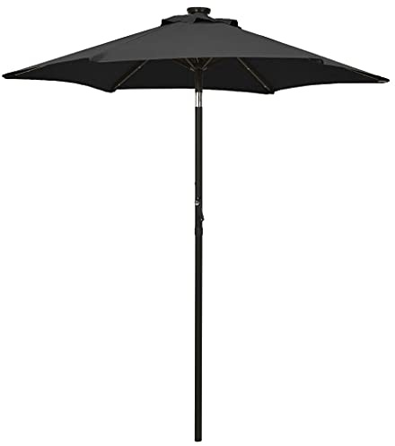 Xhnifbn Ombrellone con manovella e funzione di piegatura, 200 x 211 cm, ombrellone da giardino per balcone e terrazza, stabile ombrellone da mercato per un'atmosfera accogliente, nero e grigio scuro