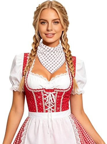 Generisch Foulard tradizionale per festa della birra, fazzoletto a quadretti per l'Oktoberfest, accessorio per feste con classico design a quadri, cachi, Taglia unica