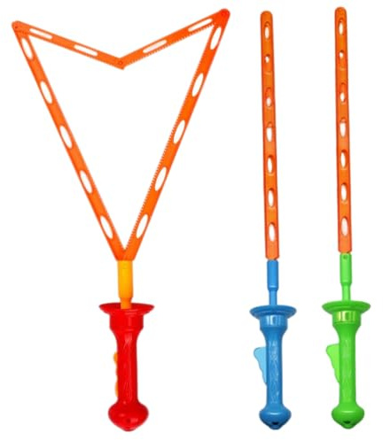 Faroby Varitas de Burbujas de 3 uds, Varita de Burbujas Gigante en Forma de Espada con Grandes y pequeñas Dobles, 46cm/18, 11 Pulgadas, Color Aleatorio, varitas para niños