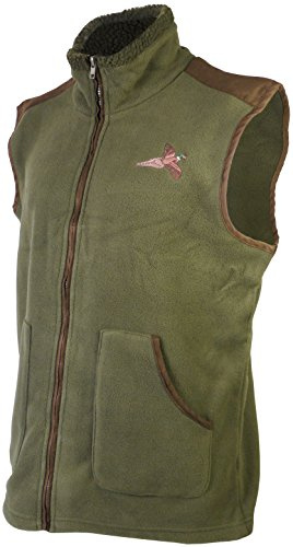 Savage Island Country Fleece Gilet Shooting Hunting Vest, Green With Pheasant, S