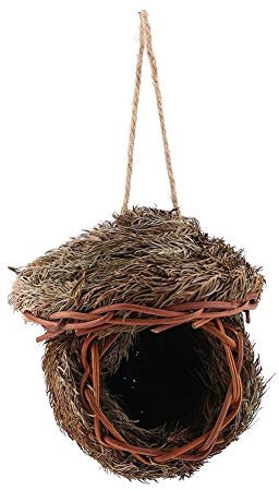 Pssopp Vögelhaus Vogelnest Naturgetreues Vogelnest Gras Vogelkäfig hängen Zucht Höhle handgefertigt Grashaus für Vögel, Ø 7cm, Höhe 15cm