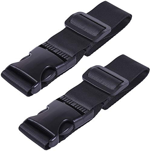 Wisdompro 2 Pcs Add a Bag Luggage Strap, Heavy Duty Adjustable Suitcase Belt Travel Attachment Travel Accessories for Connecting Your Luggage Together - Black