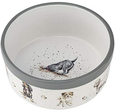 Royal Worcester x Wrendale Designs Dog Bowl - Durable Stoneware Featuring Various Dog Breed Illustrations by Artist Hannah Dale, Pet Bowl Perfect for Food and Water, Dishwasher Safe, 6