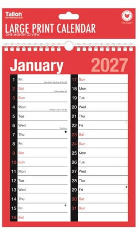 2027 Calendar Planner Month to View/Week to View Organiser Spiral Bound Wall Planner for Home Business Office School (Extra Wide 2 Column Month to View)