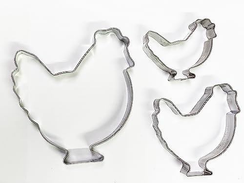 Selecto Bake 3 Pieces of Farm Chicken Cutters Set Stainless Steel Cookie Stamps Sandwich Cutter Fondant Cake Mould Biscuit Press