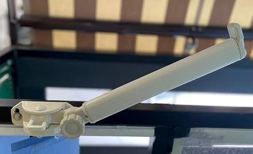 Generico Coppia di braccetti 50 cm in Alluminio per Tende da Sole a Caduta Regolabili a 180° e richiudibili, terminale con occhiolo (Modello Roma) (Avorio RAL 1013)