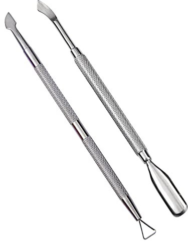 luoshaPUCY 2 Stück Nagelhautschieber Set, Doppelend Nagelreiniger Nagelhautentferner aus Edelstahl Nagelhaut Pusher Remover für Maniküre, Pediküre, Nagelreinigungsgel und Nagellackentferner