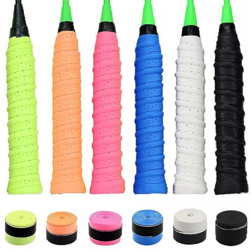 Namvo Paquete de 6 empuñaduras para raqueta de tenis, bádminton y squash, empuñaduras para raqueta de bádminton súper absorbentes