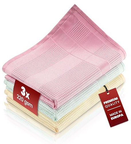 spar-home® Allzwecktücher Mikrofaser 3er Set – Verdicktes Magisches Mikrofasertücher Reinigungstücher Fusselfreie Fensterputztücher Auto 40 x 60 cm (Rosa-Gelb-Grün, 3)