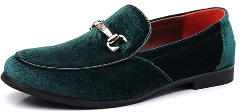 COSIDRAM Mens Casual Shoes Business Classic Luxury Loafers Slip on Dress Suede Slippers Tuxedo Prom Moccasins Green 10