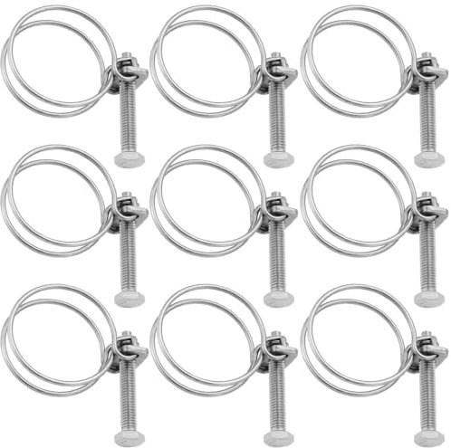 OTOTEC 20pcs Colliers de Serrage à Double Fil Réglables de 32-36mm Colliers de Serrage en Acier Inoxydable 201 Cerceau de Tuyau Réglable Colliers de Serrage à Double Fil pour Tuyaux de Plomberie