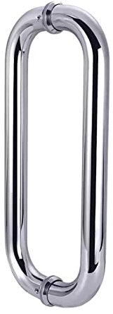 Maniglie moderne rotonde in acciaio inox per porte in vetro interne ed esterne, maniglie scorrevoli per porta doccia (40 cm)