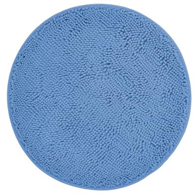 GREATOYAR Alfombra de Baño, Antideslizante, Absorbente, Chenilla, Lavable, Azul Claro, Redondo, 60cm