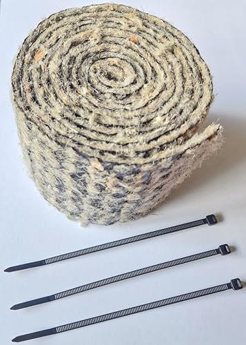 Natural Wool Felt Pipe Insulation Roll – 6ft Lagging Wrap for Frost Protection & Heat Retention – 5mm Thick Wool Felt Jacket with 3 Cable Ties – For Hot & Cold Water Pipes, Heating Pipes, Outdoor Taps