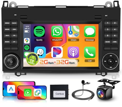 2G+32G Car Radio Stereo for W169 W245 Sprinter B160 B170 B180 B200 Vito Viano W906 with Carplay Wireless Android Auto GPS/WiFi, Hodozzy 7 IPS Touchscreen Radio with GPS Wifi EQ SWC Reverse Camera
