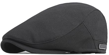 howkuhat Mens Flat Cap Peaky Blinders Hat Adjustable Breathable Black Flat Caps for Men UK with Buckle Unisex Newsboy Cap Men's Flat Caps for Spring Autumn Casual (UK, Alpha, One Size, M, Black)