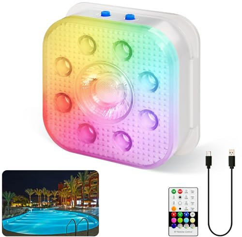 HL Unterwasser Licht mit Fernbedienung,RGB LED Schwimmende Poolbeleuchtung, Pool Magnetic Beleuchtung, Pool lichter für Schwimmbad,Teichbeleuchtung, Brunnen, Teich, Aquarium, Party Deko,1 Stück