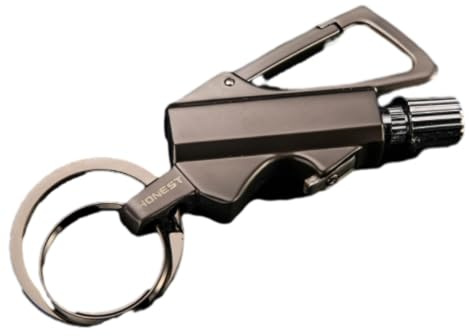 Lighter Keychain, Permanent Match Infinity Lighter with Multitool Keychain Bottle Opener, Match Portable Kerosene Butane, Personalized Creative Pendant (Black)