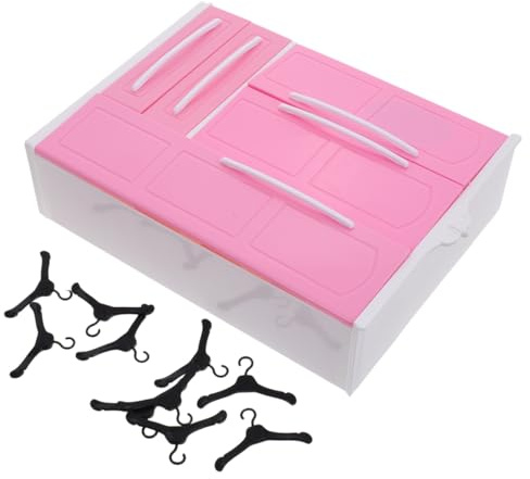 FUNNETOYU Armoire pour Poupée 30 Cm avec 10 Cintres Incurvés Assortis, Meuble en Bois pour Maison de Poupée, Organisateur de Vêtements pour Chambre à Coucher, Accessoire Couleur Aléatoire