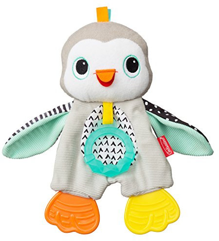 INFANTINO kuschliger Beissring, Pinguin, 3 texturierte Beissmöglichkeiten um schmerzendes Zahnfleisch zu beruhigen, BPA-freies Silikon, weiche Texturen zum Erforschen, Knistergeräusche zum Entdecken