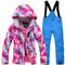 LPATTERN Kinder Jungen/Mädchen Skifahren 2 Teilig Schneeanzug Skianzug(Skijacke+ Skihose), Pink Jacke+ Marineblau Trägerhose, Gr. 146(Herstellergröße: XL)