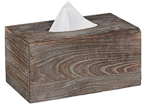 Relaxdays Tücherbox Shabby, Taschentuchbox mit Schiebeboden, Tissue Box für Taschentücher, HBT: 13x26,5x14,5cm, braun