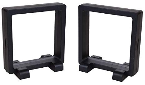 Bleiou 10 Stück 3D schwebender Display Rahmen Ständer Halter Münzchip Schmuck Pin Display Ständer Box (schwarz, 9 x 9 x 1,9 cm) Stil F