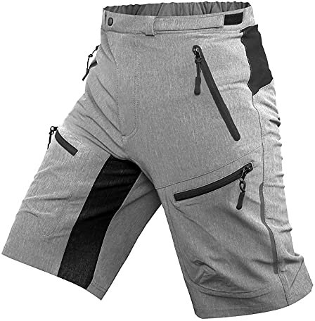 Ally MTB Hose Herren Radhose, Mountainbike Hose Fahrradhose Herren Kurz, Outdoor Sport Herren Radlerhose MTB Bike Shorts (Grau, S)