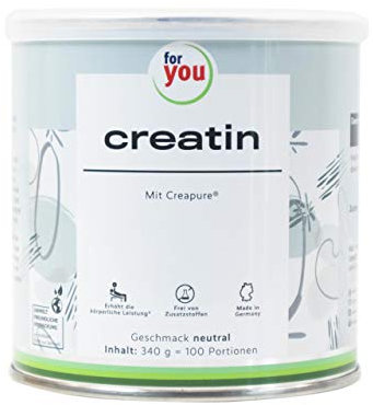for you creatin - mit deutschem Qualitätsrohstoff Creapure® - 340g/100 Portionen reines Monohydrat - reinstes Kreatin Pulver ohne Zusatzstoffe - Creatin-Pulver für Muskelwachstum, Kraft und Ausdauer