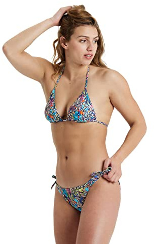ARENA Allover Bikini Donna a Triangolo, Costume da Bagno con Tessuto Stretch ad Asciugatura Rapida, Costume da Donna con Coppe Removibili, Top e Slip con Laccetti