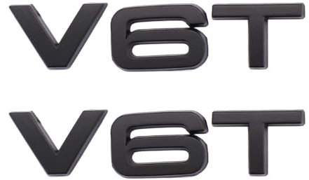 2 Stück V6T Emblem Aufkleber ist anwendbar für alle Fahrzeug-Kofferraumtüren und Fensterdekoration (Mattschwarz)