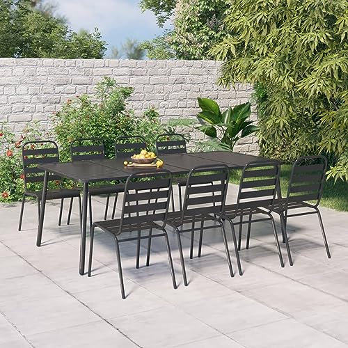 CIADAZ Gartentisch, Buffettisch, Garten Esstisch, Multifunktionstisch, Terrassentisch, Picknicktisch, Spieltisch, Flohmarkttisch, Anthrazit 200x100x71 cm Stahl