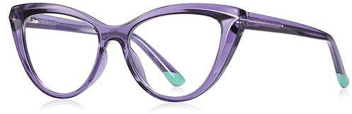 kachawoo Blaues Licht Blocking Gläser für Frauen Cat Eye Gläser Rahmen TR90 Rahmen Brillen Mode (purple with clear)