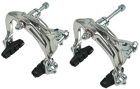 CYSKY Fahrradbremse, Fahrrad C-Typ Bremssättel, Aluminiumlegierung vorne & hinten Seitenzug, Langarmzange Bremsset für Rennrad, Faltrad (Silber)