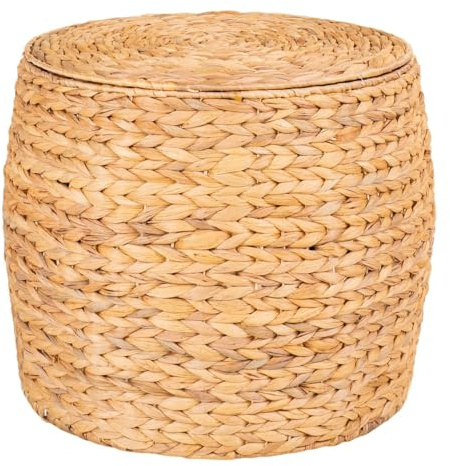 YACINE - Table d'appoint Fonction Coffre de Rangement en Jacinthe Tressée