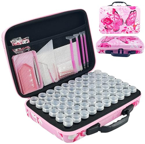LIRUNQIU Diamond Painting Storage Containers, 60 Slots Diamond Art Accessories and Tools Kits Storage Box for Jewelry Beads