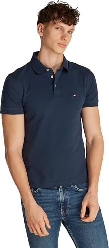 Tommy Hilfiger Herren Poloshirt Kurzarm 1985 Slim Fit, Blau (Night Sky), L