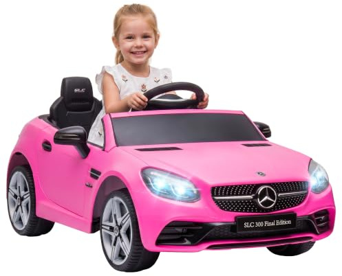 AIYAPLAY Voiture Électrique pour Enfants Licence Mercedes SLC 300 12V Rose | 5 Km/h, Effets Sonores + Lumineux, Télécommande Parentale 2,4G, Véhicule Électrique Enfant 3 à 6 Ans