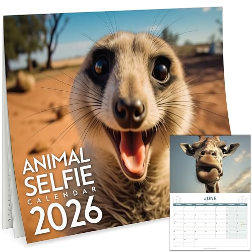 Calendario 2026 Regno Unito – Divertenti Selfie di Animali Calendario da Parete 2026 per Bambini e Adulti – Esilaranti Selfie di Animali, Organizer Familiare da Parete, Idea Regalo Divertente Edizione