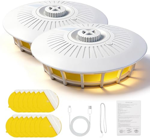 Trappola per pulci con luce LED a 360° per appartamento, include 15 adesivi e 4 modalità luminose. Doppia alimentazione, non tossica e inodore. Ideale per soggiorno, cucina, camera da letto e tappeti