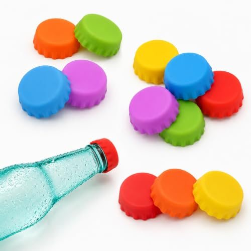 Qufiiry 12 Piezas Tapones de Vino Silicona 6 Colores, Tapones Reutilizables para Botellas de Cerveza, Refresco, Cola, Zumo